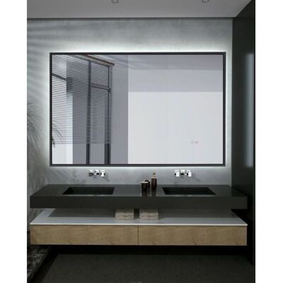 Ledimex - Espejo de baño rectangular LED - Marco de acero inoxidable - 120x80cm Ledimex - Espejo de baño rectangular LED - Marco de acero inoxidable - 120x80cm