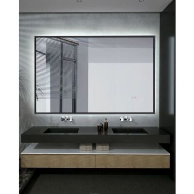 Espejo LED rectangular de acero inoxidable - Antivaho, 140x90cm Espejo LED rectangular de acero inoxidable - Antivaho, 140x90cm