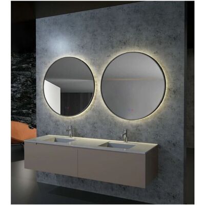 Ledimex - Espejo de baño redondo con marco de aluminio negro - 80cm Ledimex - Espejo de baño redondo con marco de aluminio negro - 80cm