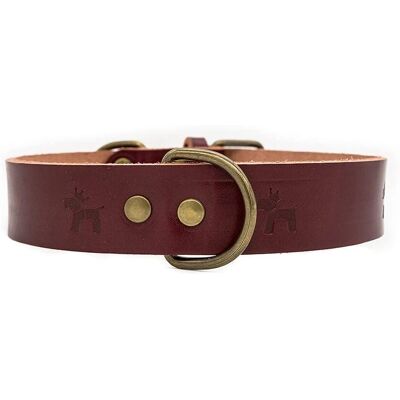 Collier pour chien en cuir cerise Ladran Gaucho - Fait main Espagne Collier pour chien en cuir cerise Ladran Gaucho - Fait main Espagne