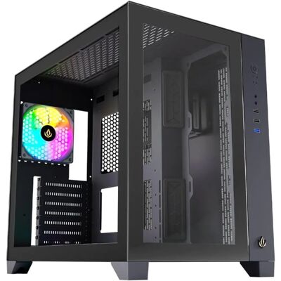 Forgeon Tiberium Schwarzes PC-Gehäuse ARGB Temperiertes Glas ATX Forgeon Tiberium Schwarzes PC-Gehäuse ARGB Temperiertes Glas ATX