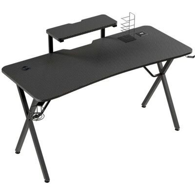 Escrivaninha de Jogos Tempest Haven Preta - RGB, Superfície em fibra de carbono Escrivaninha de Jogos Tempest Haven Preta - RGB, Superfície em fibra de carbono