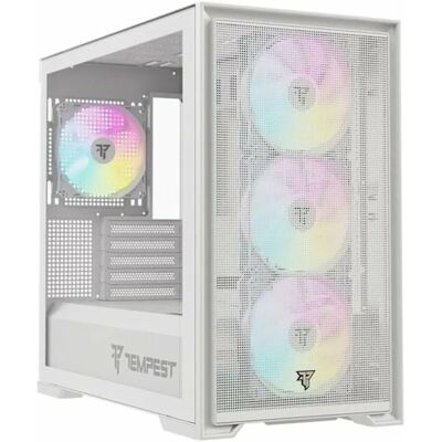 Boîtier PC Tempest Stronghold Blanc - ATX, M-ATX, Éclairage RGB - Publicité Boîtier PC Tempest Stronghold Blanc - ATX, M-ATX, Éclairage RGB - Publicité