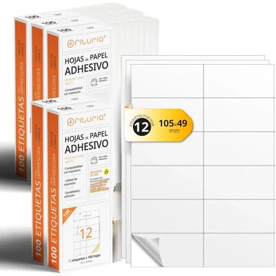Ofituria - A4 Fehér - 12 lapra - Ragasztó címkék Ofituria - A4 Fehér - 12 lapra - Ragasztó címkék