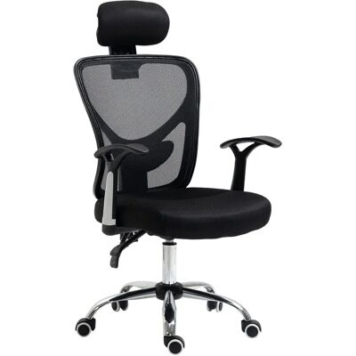 Silla de Oficina Vinsetto Ergonómica Giratoria Ajustable Negra - Mobiliario de Oficina Silla de Oficina Vinsetto Ergonómica Giratoria Ajustable Negra - Mobiliario de Oficina