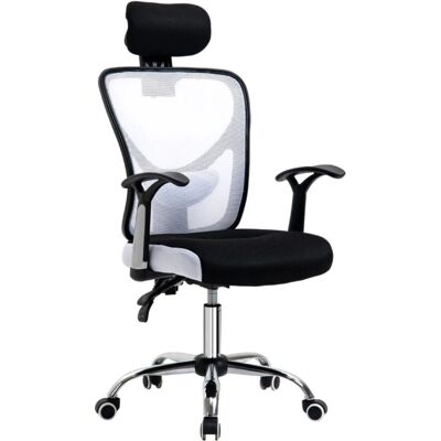 Silla de Oficina Vinsetto - Blanca con Reposacabezas y Soporte Lumbar Ajustables Silla de Oficina Vinsetto - Blanca con Reposacabezas y Soporte Lumbar Ajustables