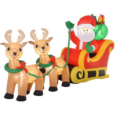 Decoración Inflable de Navidad con Papá Noel y Renos - 240x57x112cm Decoración Inflable de Navidad con Papá Noel y Renos - 240x57x112cm