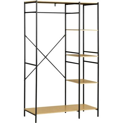 Perchero de Madera Natural Homcom con 4 Estantes y Barra - Organizador de Ropa Perchero de Madera Natural Homcom con 4 Estantes y Barra - Organizador de Ropa
