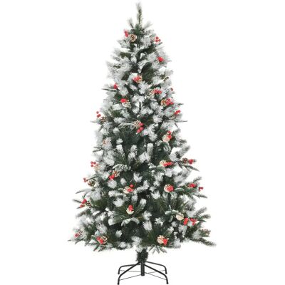 Árbol de Navidad Artificial Homcom 180cm con 678 Ramas Piñas Bayas - Interior Árbol de Navidad Artificial Homcom 180cm con 678 Ramas Piñas Bayas - Interior