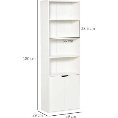 Estantería Homcom Blanca con 4 Compartimentos y Armario de 2 Puertas Estantería Homcom Blanca con 4 Compartimentos y Armario de 2 Puertas