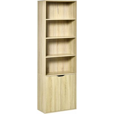 Estantería Homcom Madera Natural - 4 Estantes y Armario - 59x29x180cm Estantería Homcom Madera Natural - 4 Estantes y Armario - 59x29x180cm