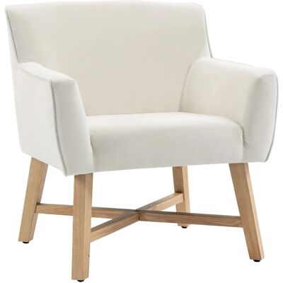 Homcom Sillón de Terciopelo Blanco Moderno - Salón, Oficina, Dormitorio Homcom Sillón de Terciopelo Blanco Moderno - Salón, Oficina, Dormitorio
