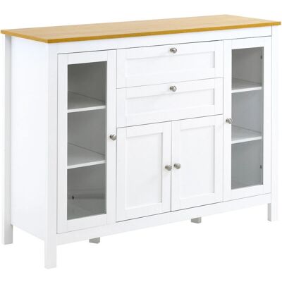 Aparador Homcom con Puertas de Cristal - Mueble Moderno de Almacenaje Aparador Homcom con Puertas de Cristal - Mueble Moderno de Almacenaje
