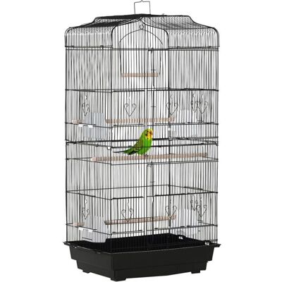 Cage à Oiseaux en Métal avec Portes, Mangeoires & Poignée de Transport - Publicité Cage à Oiseaux en Métal avec Portes, Mangeoires & Poignée de Transport - Publicité