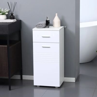 Gabinete de baño blanco Kleankin con estantes y cajón Gabinete de baño blanco Kleankin con estantes y cajón