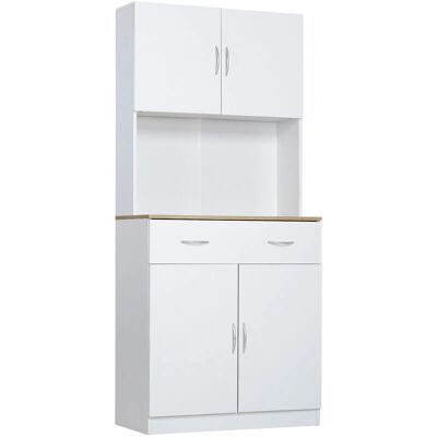 Armario de Cocina Blanco Homcom - Moderno, Estantes Ajustables - Mueble de Cocina Armario de Cocina Blanco Homcom - Moderno, Estantes Ajustables - Mueble de Cocina