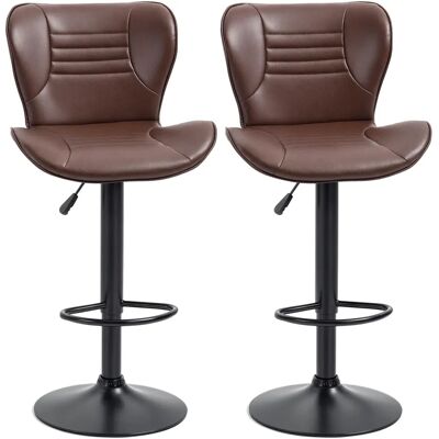 Homcom Taburetes de Bar Ajustables - 2 Asientos de Cuero Sintético Homcom Taburetes de Bar Ajustables - 2 Asientos de Cuero Sintético