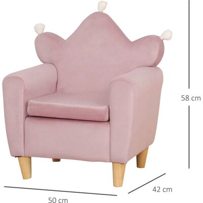 Homcom Sillón Infantil - Madera de Eucalipto, Terciopelo, Respaldo en Forma de Corona - 45kg Máx Homcom Sillón Infantil - Madera de Eucalipto, Terciopelo, Respaldo en Forma de Corona - 45kg Máx