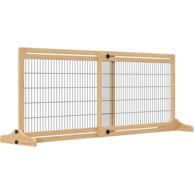 Puerta de Seguridad para Perros de Madera Extensible PawHut Puerta de Seguridad para Perros de Madera Extensible PawHut
