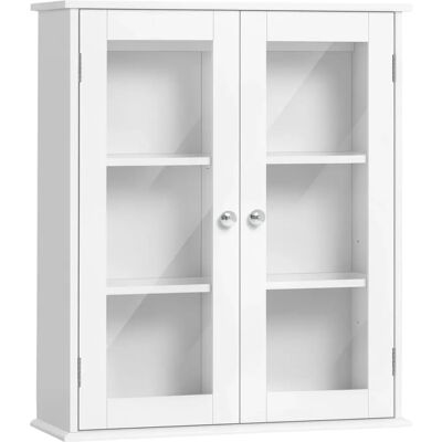 Kleankin Armario de Pared Moderno - Ahorrador de Espacio en la Pared - MDF y Vidrio Kleankin Armario de Pared Moderno - Ahorrador de Espacio en la Pared - MDF y Vidrio
