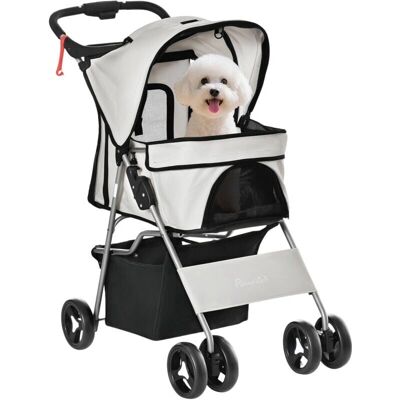 PawHut Carrito para Mascotas Plegable con Toldo y Almacenaje - 75x46x94cm PawHut Carrito para Mascotas Plegable con Toldo y Almacenaje - 75x46x94cm