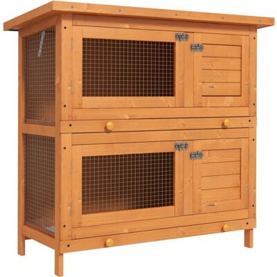 Cage à Lapins en Bois PawHut - 2 Niveaux, Toit en Asphalte - 90x45x90 cm - Publicité Cage à Lapins en Bois PawHut - 2 Niveaux, Toit en Asphalte - 90x45x90 cm - Publicité