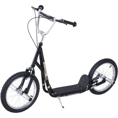 Scooter para Niños Homcom - Ajustable, Ruedas Inflables de 16", Acero, Negro Scooter para Niños Homcom - Ajustable, Ruedas Inflables de 16", Acero, Negro