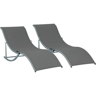 Outsunny 2 Sillas de Playa Plegables - Forma de S, Ligero Aluminio Outsunny 2 Sillas de Playa Plegables - Forma de S, Ligero Aluminio