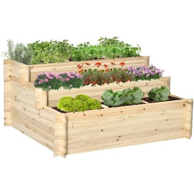 Jardinera de Madera Outsunny 3 Niveles - Jardín, Flores, Verduras Jardinera de Madera Outsunny 3 Niveles - Jardín, Flores, Verduras