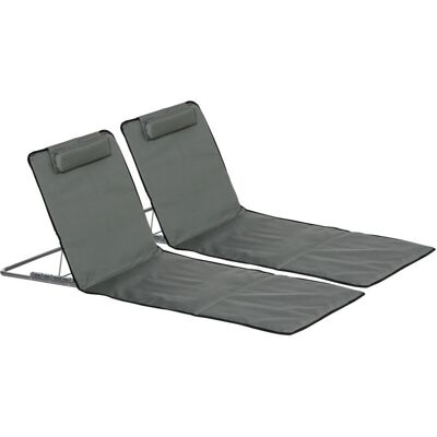 Outsunny - Conjunto de 2 esteiras de praia dobráveis com encosto ajustável - Cinza Outsunny - Conjunto de 2 esteiras de praia dobráveis com encosto ajustável - Cinza