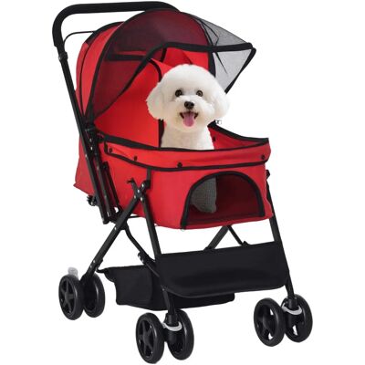 PawHut Cochecito para Mascotas Plegable con Toldo y Cinturones de Seguridad PawHut Cochecito para Mascotas Plegable con Toldo y Cinturones de Seguridad