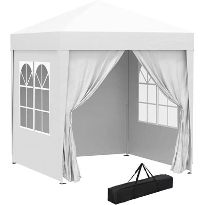 Carpa de jardín plegable Outsunny 2x2m con paredes laterales - Blanco Carpa de jardín plegable Outsunny 2x2m con paredes laterales - Blanco