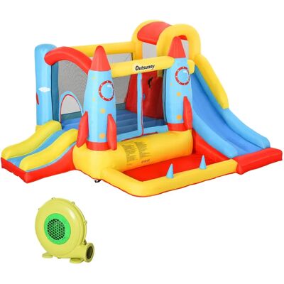 Aire de jeux gonflable Outsunny - Thème spatial pour enfants - Publicité Aire de jeux gonflable Outsunny - Thème spatial pour enfants - Publicité