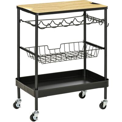 HOMCOM - Carro de Cocina con Ruedas - Botellero - Kitchen Cart HOMCOM - Carro de Cocina con Ruedas - Botellero - Kitchen Cart