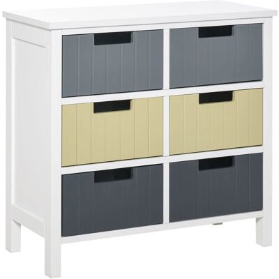 Homcom Cómoda de Madera con 6 Cajones - Mueble Moderno y Multicolor Homcom Cómoda de Madera con 6 Cajones - Mueble Moderno y Multicolor