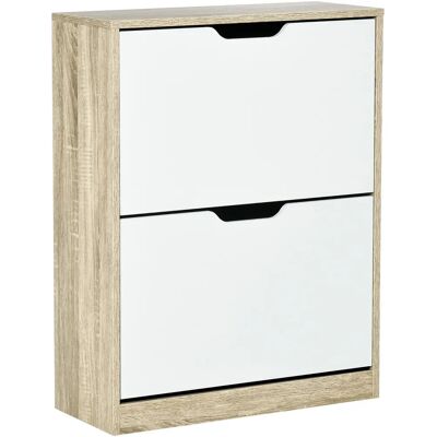Homcom Armario de Zapatos - Estilo Moderno y Compacto para 8 Pares - Blanco/Natural Homcom Armario de Zapatos - Estilo Moderno y Compacto para 8 Pares - Blanco/Natural