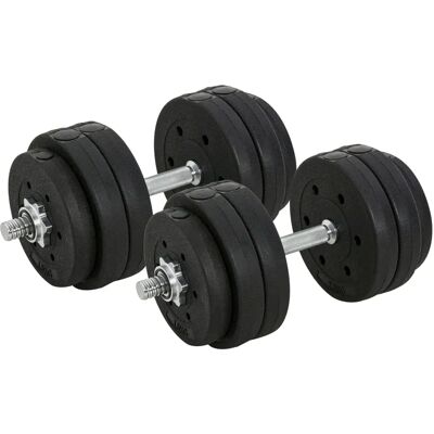 Homcom Conjunto de Halteres Ajustáveis 30KG com Barra de Aço - Equipamento de Ginástica Homcom Conjunto de Halteres Ajustáveis 30KG com Barra de Aço - Equipamento de Ginástica