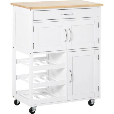 Carro de Cocina Homcom - Blanco, Multiusos, 9 Botellas Carro de Cocina Homcom - Blanco, Multiusos, 9 Botellas