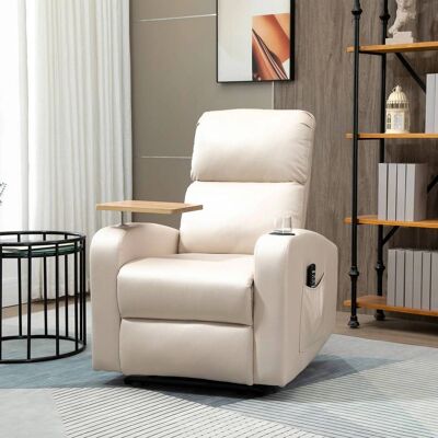 Homcom Sillón de Masaje - Microfibra Beige - Reclinación 145° Homcom Sillón de Masaje - Microfibra Beige - Reclinación 145°