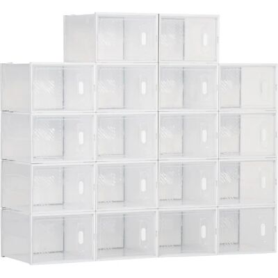 Organizador modular de zapatos Homcom - Caja de plástico transparente para 18 pares Organizador modular de zapatos Homcom - Caja de plástico transparente para 18 pares