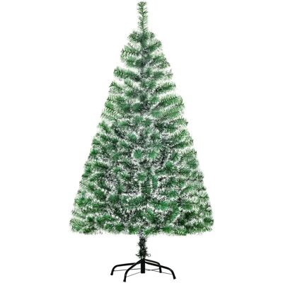 Árvore de Natal Artificial Homcom 150cm - Ramos com Neve, Base de Metal Árvore de Natal Artificial Homcom 150cm - Ramos com Neve, Base de Metal