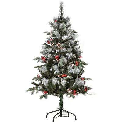 Árbol de Navidad Artificial Homcom 120cm - Ramas Nevadas, 27 Bayas y Piñas Árbol de Navidad Artificial Homcom 120cm - Ramas Nevadas, 27 Bayas y Piñas