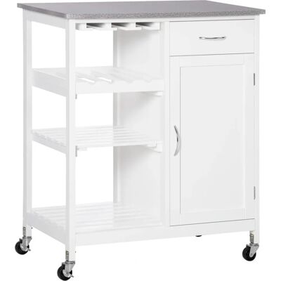 Carro de Cocina Homcom con Ruedas - Blanco, 76x48x88 cm - Almacenamiento de Cocina Carro de Cocina Homcom con Ruedas - Blanco, 76x48x88 cm - Almacenamiento de Cocina