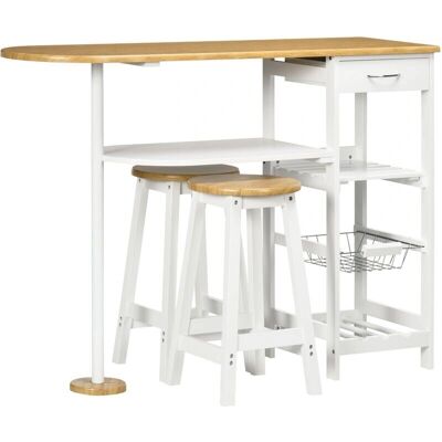 Homcom Wit Barset met Opbergruimte - 119x38,5x88,5 cm Homcom Wit Barset met Opbergruimte - 119x38,5x88,5 cm