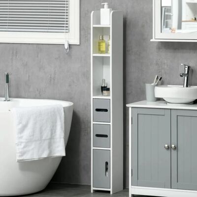 Armario de baño moderno Kleankin - 3 estantes y puertas Armario de baño moderno Kleankin - 3 estantes y puertas