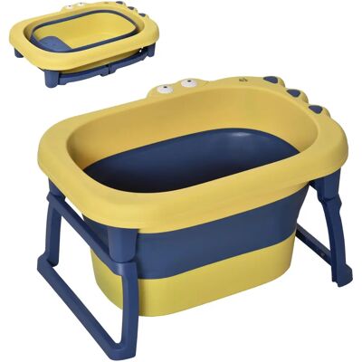 HomCom Bañera Plegable para Bebé con Patas Antideslizantes amarilla/azul HomCom Bañera Plegable para Bebé con Patas Antideslizantes amarilla/azul