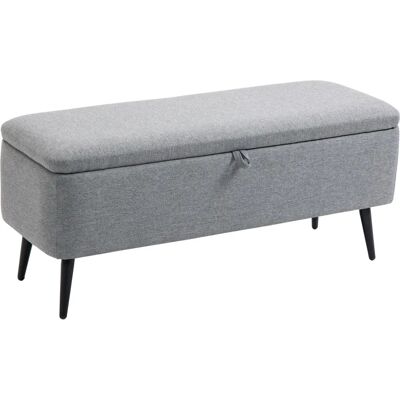 HOMCOM Puff de Armazenamento Cinza - Toque de Linho Acolchoado - Quarto & Sala de Estar HOMCOM Puff de Armazenamento Cinza - Toque de Linho Acolchoado - Quarto & Sala de Estar
