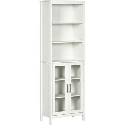 Armario Alto de Baño Kleankin con Puertas de Cristal - Solución Moderna de Almacenamiento Armario Alto de Baño Kleankin con Puertas de Cristal - Solución Moderna de Almacenamiento
