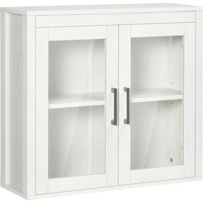 Armario de baño de pared Kleankin - Moderno, Ajustable, Blanco - Almacenamiento de baño Armario de baño de pared Kleankin - Moderno, Ajustable, Blanco - Almacenamiento de baño