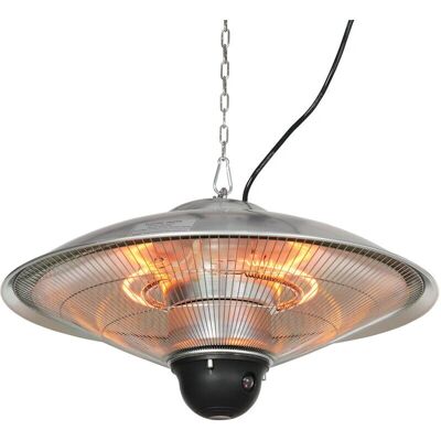 Calefactor de infrarrojos Outsunny - 1010/2210W, Plata, Mando, IP44 Calefactor de infrarrojos Outsunny - 1010/2210W, Plata, Mando, IP44